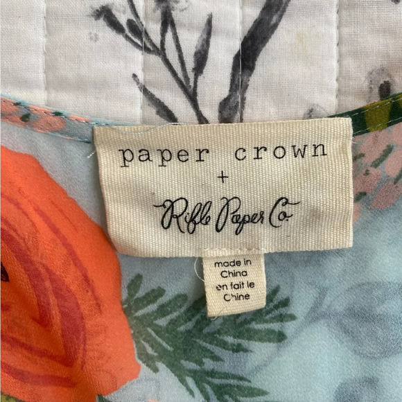 Rifle Paper Paper Crown Anthropologie Floral Blue MIDI Bell sleeve Dress SP - Picture 14 of 16